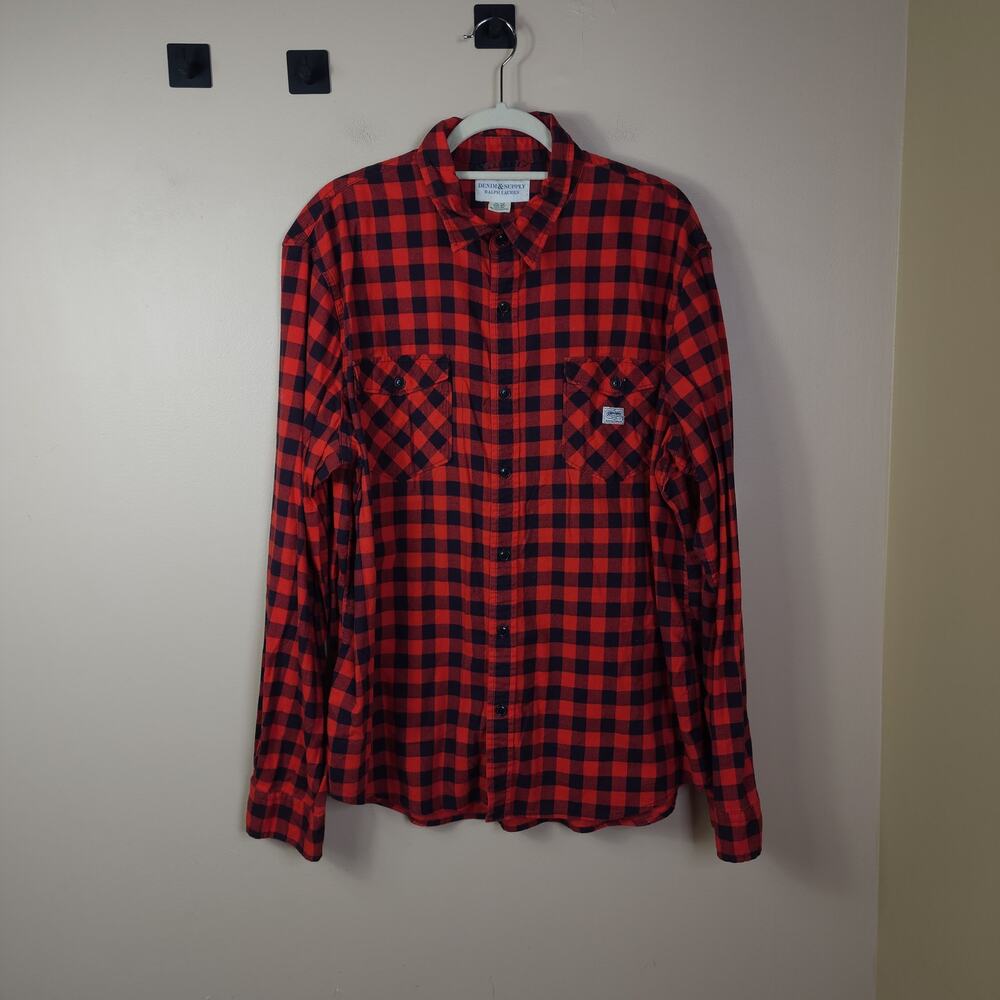 Denim & Supply RL Flannel Buffalo Check Button-up Long Sleeve Shirt Size XXL